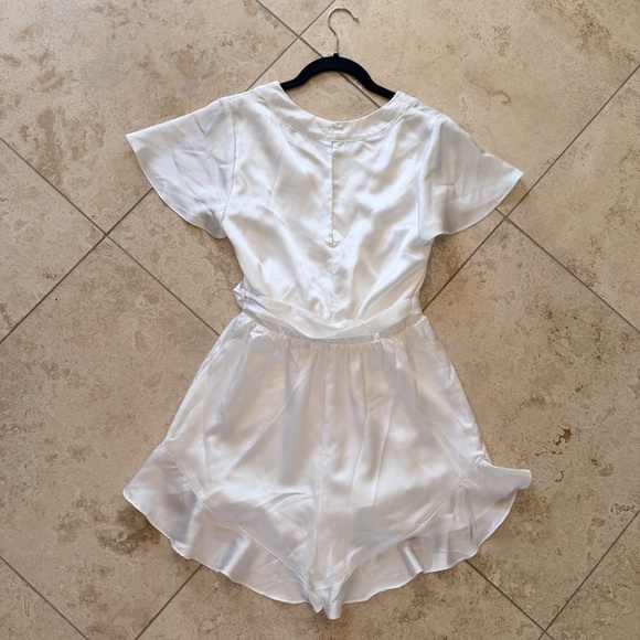 SHOW ME YOUR MUMU | "Say I Do" Satin Romper in White, Size XS - Picture 6 of 8